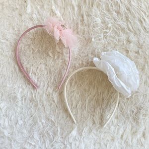 🥑2 Baby Girl’s Pink Princess & White Rose Headbands